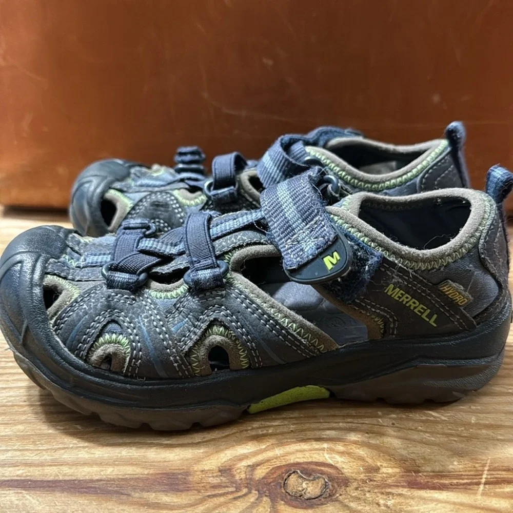 Merrell hydro sandals with leather upper size 12M blue gray Kids